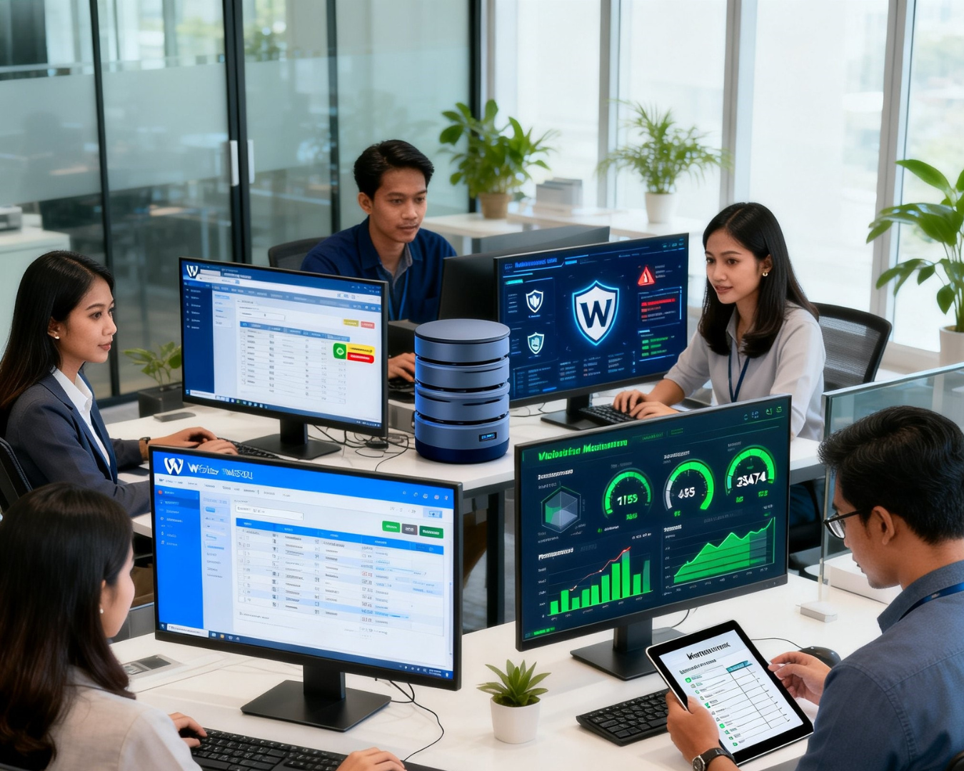 Tim maintenance website WordPress profesional handling database security monitoring dan performa untuk bisnis digital UMKM dan perusahaan